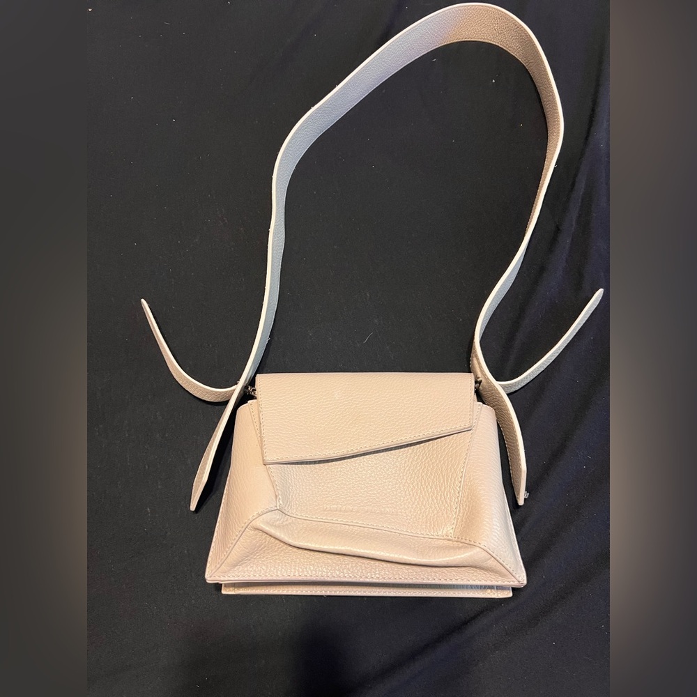 Fabiana Filippi Mini Envelope Crossbody Bag Stone Gray Pebbled Leather